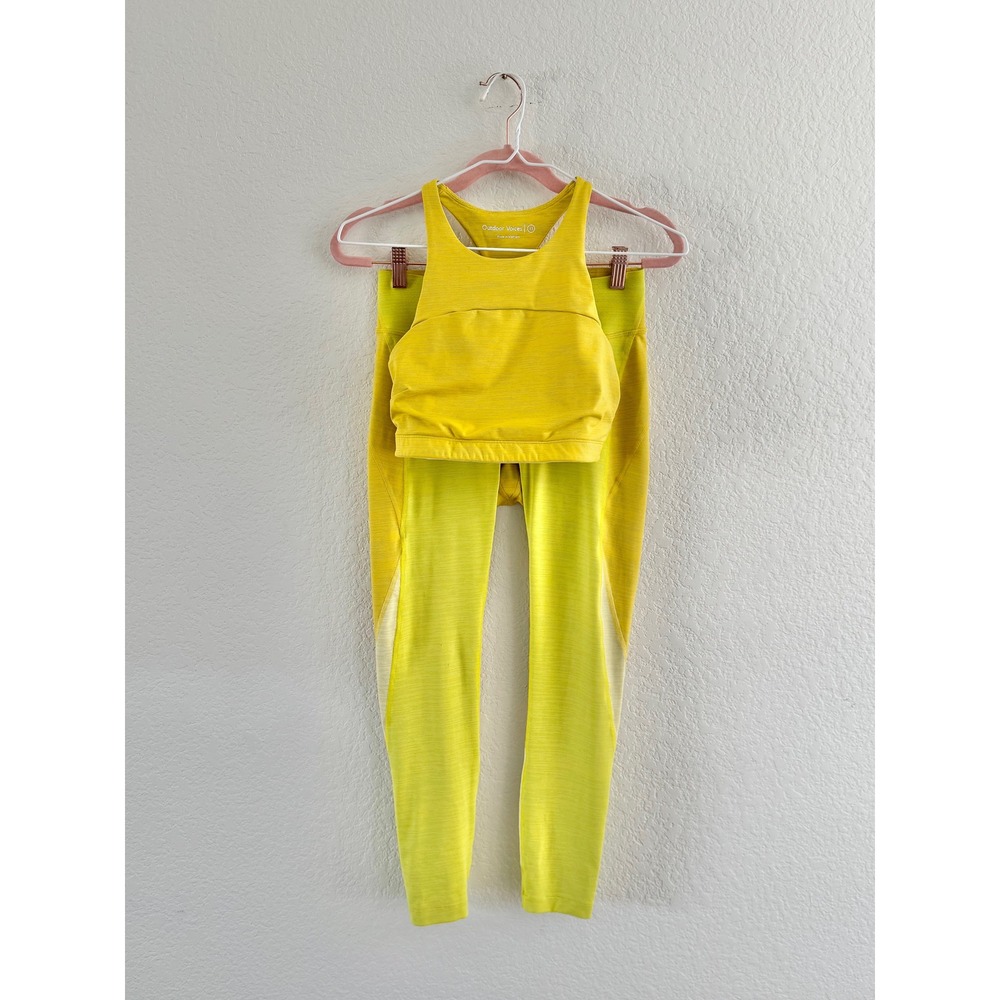 Outdoor Voices Activewear Setโ Women XS Yellow Good Space Dye Mesh TechSweat